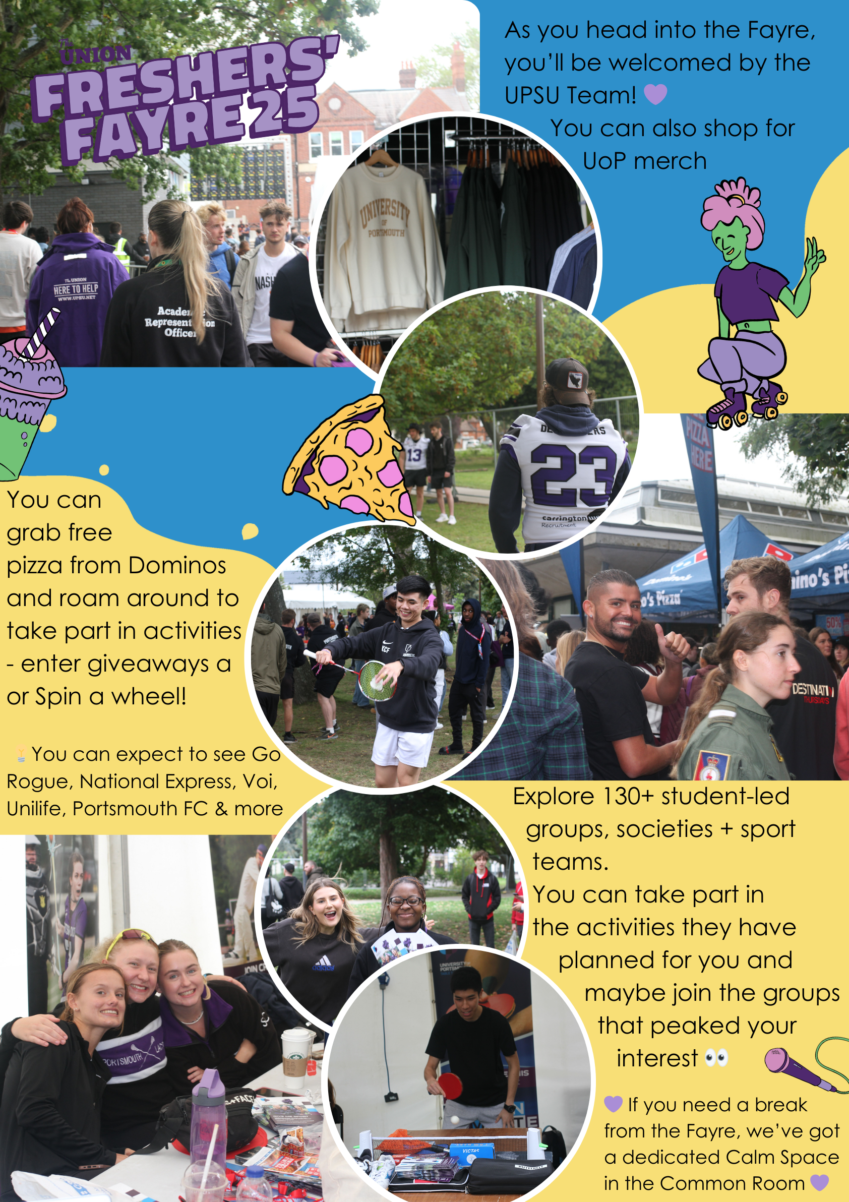 Freshers Fayre Pictures from the past with information about activities